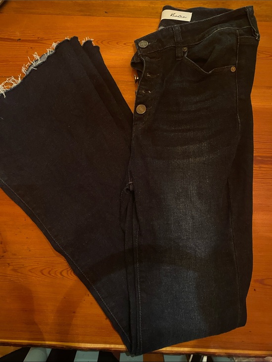 KanCan Denim - KanCan navy High-Rise Flare Jeans with Raw Hem